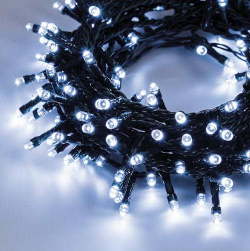 Catena luminosa natalizia a led da interno e da esterno luci per albero di natale IP44 25 metri 500 led (500 led - cavo verde - luce fredda)