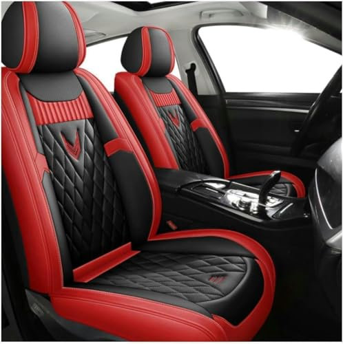 DENGFU Sitzbezüge Auto Autositzbezüge Universal Set für Toyota Supra Alphard Vellfire 86 HIACE iQ Spade Verso-S Auris Matrix FCV-R Auto Zubehör,schwarz rot