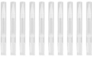 10pcs Transparent Screw Pens, 3ml Nail Oil Pen with Brush Tip, Empty Cuticle Oil Pen Cosmetic Container Applicators for Refillable Lip gloss, Nail Polish, Eyelash Growth Liquid Tube etc