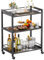 HITNET Carrello da Servizio Nero, Carrello Bar con Ruote a 3 Livelli, Carrello da Cucina, Mobile Bevande per Sala da pranzo, Soggiorno,Giardino, Festa, Pub