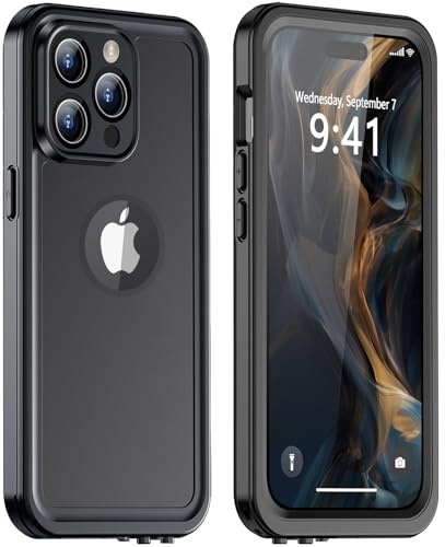 CASELIVE for iPhone 15 Pro Max Case Waterproof with Built in Screen Protector, Shockproof Dustproof Heavy Duty Full Body IP68 Underwater Protective Phone Case for iPhone 15 Pro Max 6.7''(Black)
