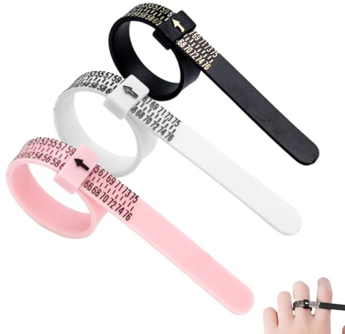 OUDQFCJ 3 Stück Ringmaßband Ringgrössenmesser Maßband RinggrößeRingmesser Finger Ring Größenmesser Ringgrößen-Messwerkzeug Größenmessung für Europa Ringe Lineal für Ringgröße Ermitteln Messen