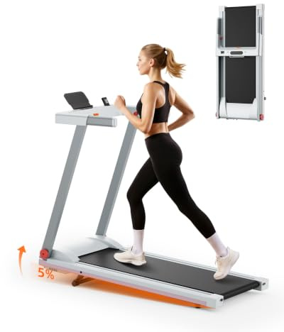 Superun Laufband Klappbar mit APP, Max 12km/h Walking Pad mit Steigung 6% 112cm Aschepulver