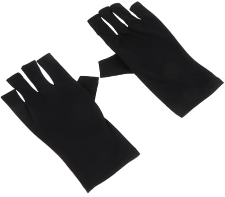 VILLFUL UV Schutz Halbfinger Handschuhe mit Bequemer Passform aus Polyester 2 Stück für Gel Nägel für Maniküre und Nagelstudio