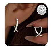 Diamday Plata Pendientes Mujer, Plata de Ley 925 Post Hipoalergeni Hoop