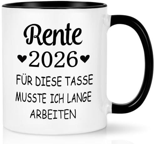 Joymaking Rente Geschenke für Männer, Rente 2026 Kaffeetasse lustig Abschiedsgeschenk zum Ruhestand Renteneintritt Geschenk für Rentner Mann Freunde Kollege Vater Lehrer, Rentner Tasse 320ml Schwarz