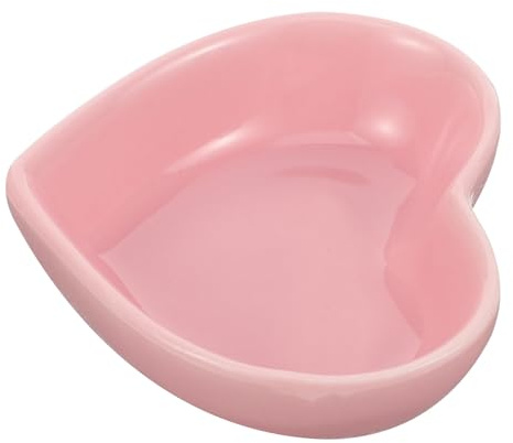 Herzförmiger Keramik Hamsterfutternapf 8x7x2,5cm für Kleine Käfige | Glatt Glasierte Oberfläche, Leicht zu Reinigen, 1 Stück Pack, Rosa oder Hellgrün, für Mäusewasser