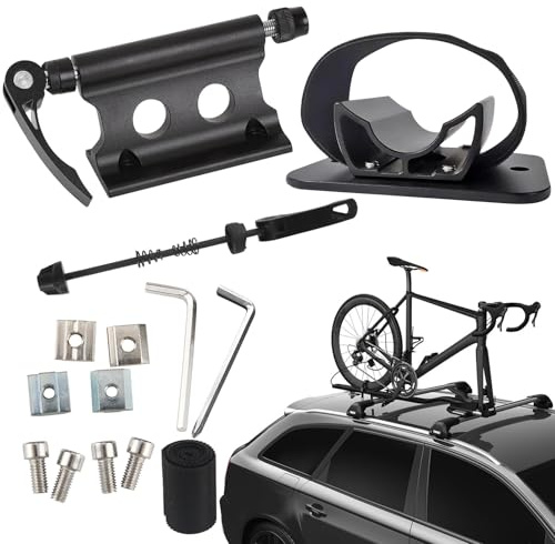 Vaskula Supports de Fourche de Vélo Portable Support de Toit de Velo avec Sangles Alliage Aluminium Supports de Fourche Vélo Polyvalent Dégagement Rapide pour Remorque Camion SUV