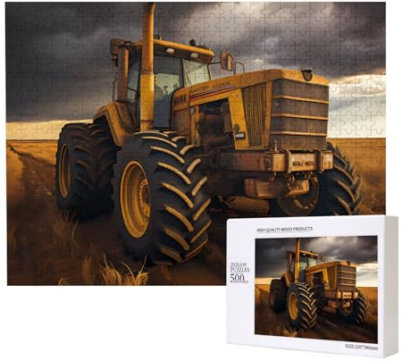 Holzbilderpuzzle Traktor im Feld 500 Teile - Horizontales Puzzle, Familienfreizeit und Gehirn-Herausforderung