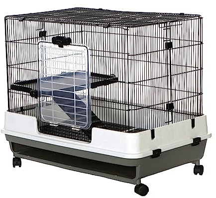 Little Friends Chatsworth Single 80cm Small Animal Rat Cage, Grey/White