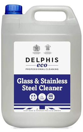 Delphis Eco Glass, Window & Stainless Steel Cleaner 5lt | Eco Friendly Refill | Window Cleaner | Car Glass Cleaner | 5 Litre Heavy Duty Stainless Steel Cleaner