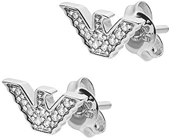 Emporio Armani Damen Ohrringe aus Edelstahl oder Halbedelsteinen mit Push-Back-Verschluss, Flint Silber