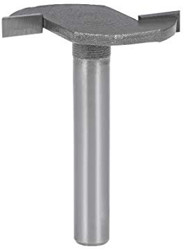 sourcing map 1/4 Shank T Slot Router Bit 1/8 Cutting Depth, 2 Flutes High Speed Steel T Track Router Cutter (Gray)