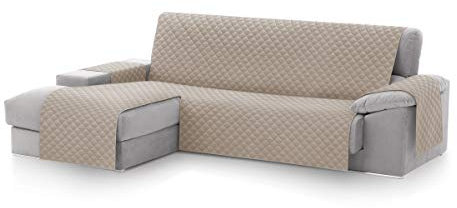 Textilhome Sofa Überzug MALU, Sofaüberwurf L Form Links, Sofaschutz Größe 240 cm, Couch Überzug Gepolstert, Sofaschoner SofaÜberwurf Schutzdecke, Universell, Haustierfreundlich, Beige