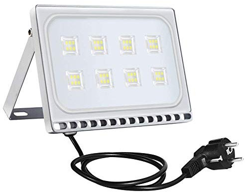 Sararoom LED Strahler 50W 4000LM LED Strahler Außen 6500K Kaltweiß LED Fluter mit Stecker - IP65 Wasserdicht LED Scheinwerfer LED Wandleuchte Flutlicht Außenstrahler für Garten Hof Garage Sportplatz