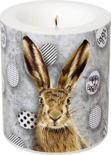 Miss Lovely Stumpen-Kerze Windlicht niedlicher Oster-Hase schwarz & weiß Oster-Fest Moderne Oster-Deko Ostern Tisch-Dekoration Kerze Frühlings-Dekoration Frühling