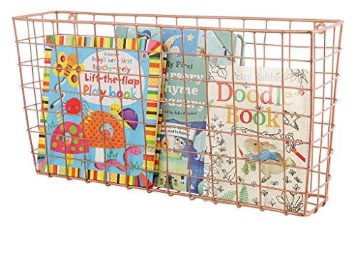Dibor Children's Wall Mounted Bookshelf Kids Storage Basket Rack