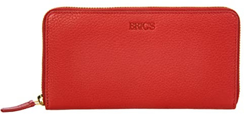 Bric's Marmolada Horizontales Damen-Portemonnaie aus Leder mit RFID-Schutz, Geldscheinfach, 15 Kartenfächer und Münzfach, Größe: 20 cm x 10 cm x 3 cm, Rot
