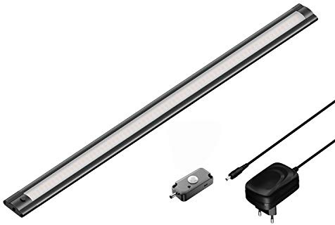 ledscom.de LED Unterbau-Leuchte SIRIS schwarz matt mit Netzteil und Bewegungsmelder flach, 50cm, 655lm, weiß