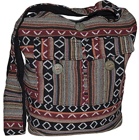 Schultertasche Umhängetasche Beuteltasche Freizeittasche Ethno Boho Hippie Goa Indische Tasche (B19.05)