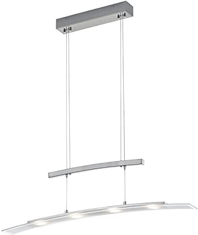 Reality Leuchten LED Pendelleuchte Samos R32990407, Metall Nickel matt, Glas weiß satiniert oder klar, inkl. 4x 4 Watt LED, Sensordimmer