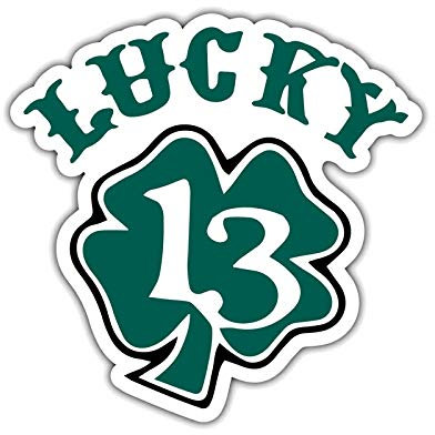 PMSMT Lustiger Auto-Aufkleber Lucky 13, reflektierender PVC-Aufkleber, 12 x 7 cm