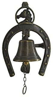 Bell Bell Horse Iron in Antique Brass Wall Door Handicraft Made in Italy