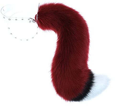 ShapeW Wolfsschwanz Roter Schwanz Cosplay Plüschschwanz Cosplay Pelzschwanz Kostüm Schwanz Prop Halloween Verkleidung Cosplay Plüschschwanz