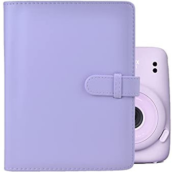 MUZIRI KINOKOO 256 Taschen Fotoalbum für 3 Zoll Film Fuji Instax Mini 12/11/9/8/7+/EVO /25/90 Kamera Fotoalbum aus PU-Leder Lila