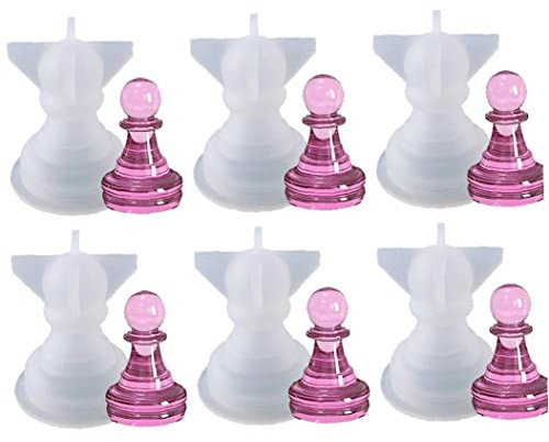 Molde De Resina De Ajedrez, 6 Pcs Kit De Moldes De Ajedrez De Silicona 3D para Casting De Resina Epoxi, Juegos De Mesa De Fiesta Familiar Y Decoración del Hogar