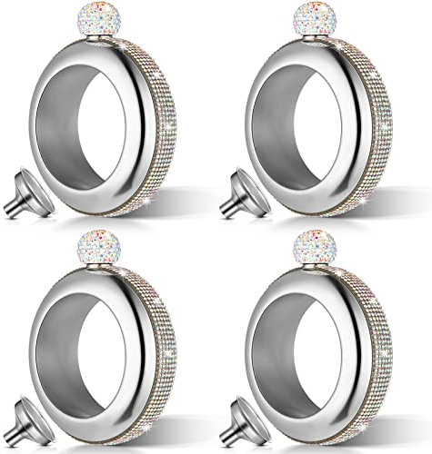 Kreative Armband-Fläschchen, 304 Edelstahl, Armreif-Fläschchen, AB-Kristallflaschen für Frauen, mit Strasssteinen, Deckel, Armreif, Armband, Fläschchen, Trichter für Party, silberfarben, 4 Stück