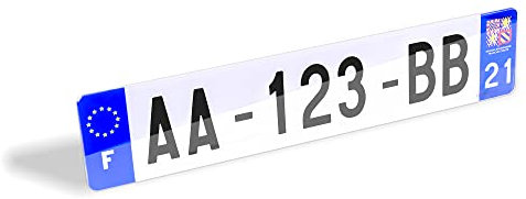 1 Plaque d'immatriculation pour Voiture - homologuée - Plastique Extra Choc et Anti UV - SIV 520 x 110 mm - résistance aux intempéries - Made in France