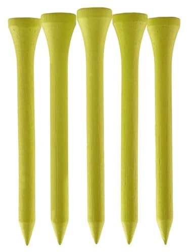 TH Golf Bambus-Golf-Tees, 70 mm, 50 und 100 Stück, mehrere Farboptionen, umweltfreundlich, nachhaltig, langlebig, Bambus-Golf-Tees (100, Neon Gelb)