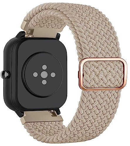 Mugust Correa para Amazfit Bip 3 Pro/Bip 3/Bip U Pro/Bip Lite/Bip S Lite,Correas Elástico Ajustable Nylon Pulseras Repuesto para Amazfit GTS/GTS 2 Mini/GTS 4 Mini/GTS 4/GTS 3/GTS 2e/GTS 2(Marrón)