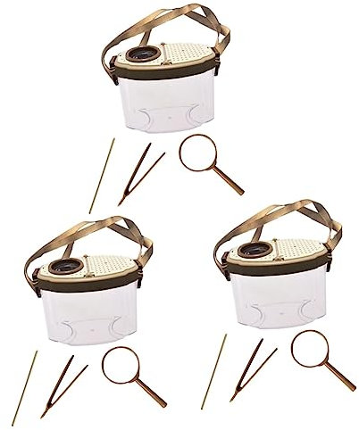 Toyvian 3 Ensembles Jouets D'exploration en Plein Air Cage pour Enfants Science Fourmilière Kit Collecteur Récipient Observation Grossissante Attrape Insecte Acrylique Provisions