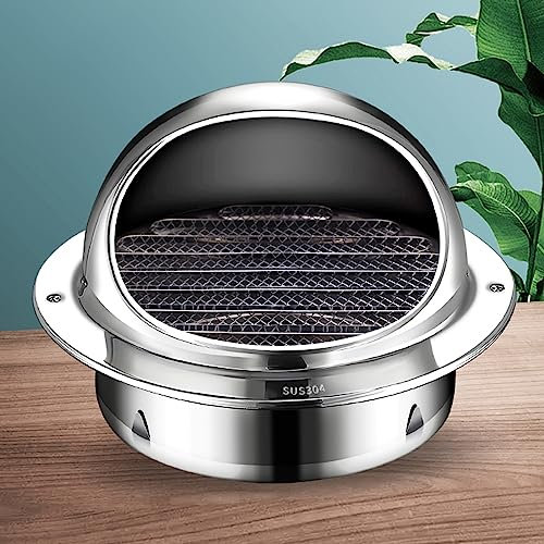 Capot de Ventilation en Acier Inoxydable 304,Grille d'Aération à Montage Mural Capuchon de Capot de Cheminée Anti-Pluie,Chapeau de Cheminée de Hotte de Sortie d'Air de Mur (90mm/3.5in)