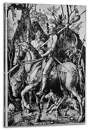 RedVos Ritter, Tod und der Teufel Poster von Albrecht Dürer Wandkunst Scroll Leinwand Gemälde Bild Wohnzimmer Dekor Zuhause 40 x 60 cm