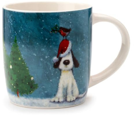 Puckator Taza de Navidad de porcelana - Perro y Petrrojo - Jan Pashley