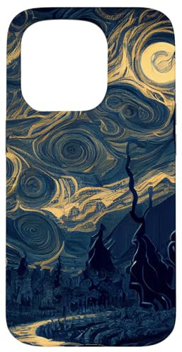 Dark Sinister Looking Landscape Van Gogh Style Painting Case for iPhone 15 Pro