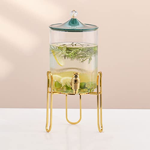 Vintage Beverage Dispensers - Glass Jar Drinks Dispenser with Tap and Stand for Cocktail Punch, High Temperature Resistance Juice Dispenser - Perfect for Parties and Events