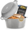 Ottia Pentola in ghisa smaltata per tutti i fornelli e forno; cottura del pane con e ricettario, casseruola con padella come coperchio 4,5 + 1,8 l volume, pentola smaltata, cottura in ghisa a