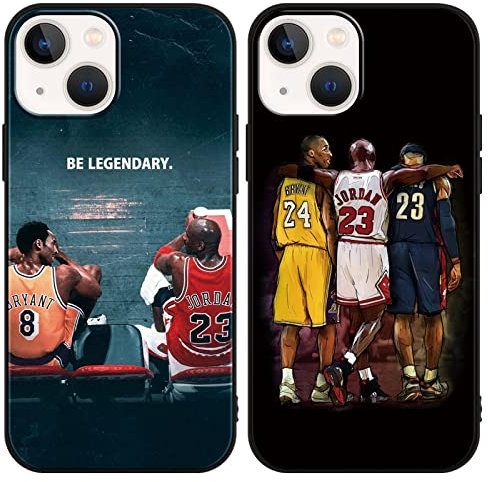 [2 Stück] Cartoon Sport Basketball Handyhülle für iPhone 13 mini Hülle 5,4,Basketball 24 23 Player Star Cool Mode Muster Case Weich Silikon Stoßfest Schwarz Cover Schutzhülle für iPhone 13 mini