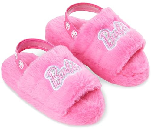 Barbie Chaussons Pelucheux Fille, Mules Confortables - Cadeau pour Fille (Rose, 34 EU)