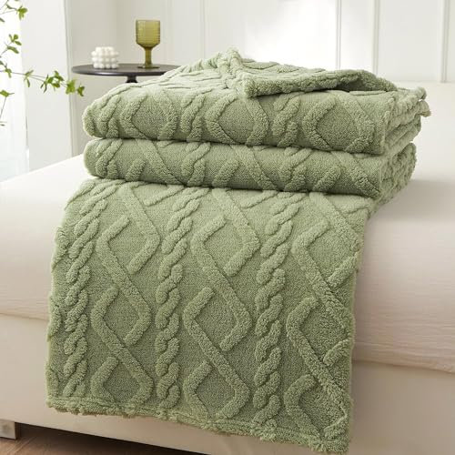 Mezzar Coperta Matrimoniale Pile, Coperta per Divano Morbida, Plaid Pile Blanket per Letto Caldo e Confortevole (Green, 200 * 230CM)