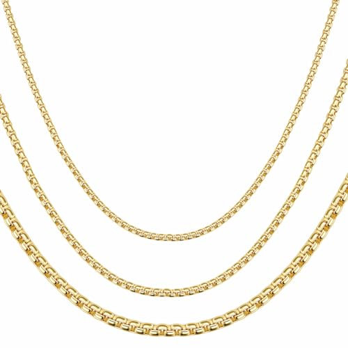 DJADEE Venezianerkette vergoldet 999er Gold 24 Karat, Länge 40-80 cm, 2, 3, 4, 5 mm breit, wasserfest, nickelfrei, Kette (4 mm x 40 cm)