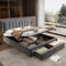 Rtopsu Polsterbett Doppelbett 160x200 cm, Bett mit Stauraum Kasten und Schubladen, Stauraumbett Bettgestell mit Hydraulischem Metallrahmen und Lattenrost aus Holz, Samt, Grau, Ohne Matratze