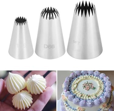 Bmaacye French Star Spritztülle für Eclairs, Churros, Muscheln, Blumen und gewellte Designs, 3 Größen