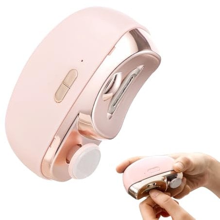 IXYHKB Electric Nail Clipper, 2 in 1 Electric Nail Trimmer Nail Polisher with Nail Scraps Storage, 2 Speed Automatic Nail Clipper USB Rechargeable Safety with Light for Baby Kids Seniors Weak Hands