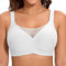 Jiuday BH Damen ohne Bügel Große Brüste Starker Halt Push Up BH ohne Buegel Seamless Bequem Klassische Soft Nahtloser Bügelloser T Shirt Bra Gepolstert Mesh Bralette (Flacher V Weiß,XL)