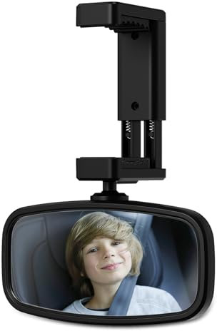 Spiegel Baby 360° Drehbar für Auto, Mit Gefederten Clips, Glas-Spiegel für Meisten Autos (129 * 65.8mm)